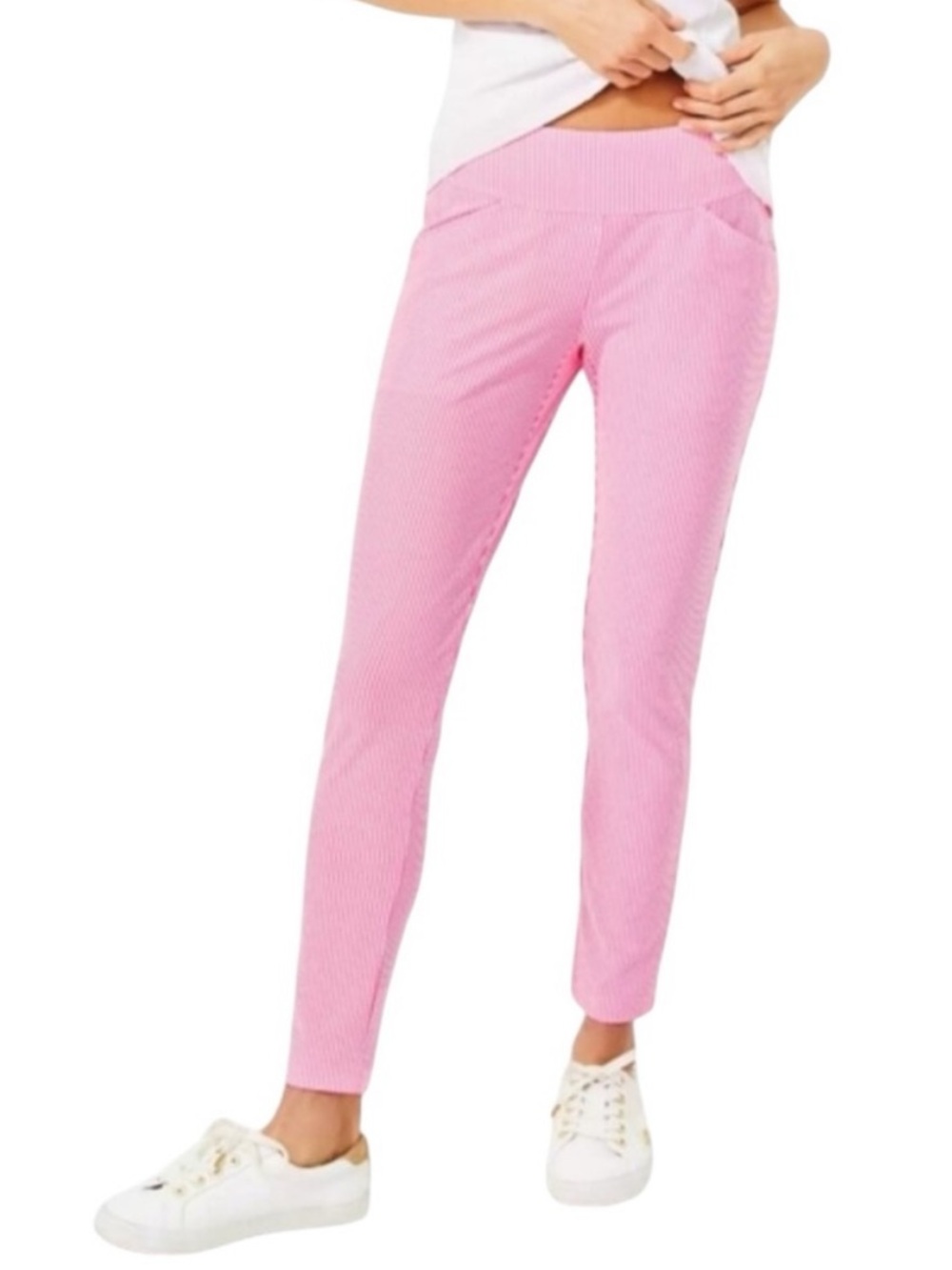 Lilly Pulitzer | Luxletic Corso Havana Pink Performance Seersucker Golf Pant
